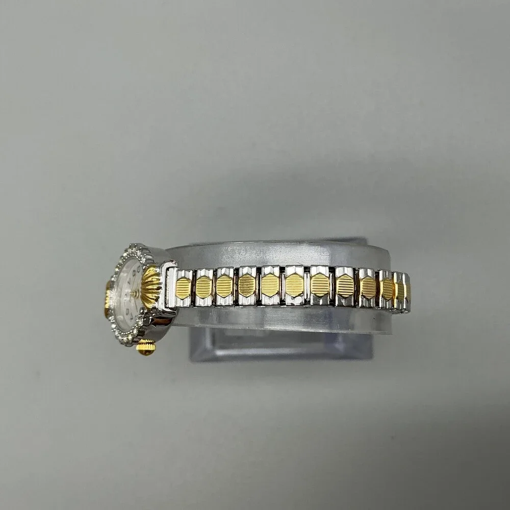 Sarah Coventry Womens Watch 19mm White Oval Dial Gem Bezel Stretch New Battery